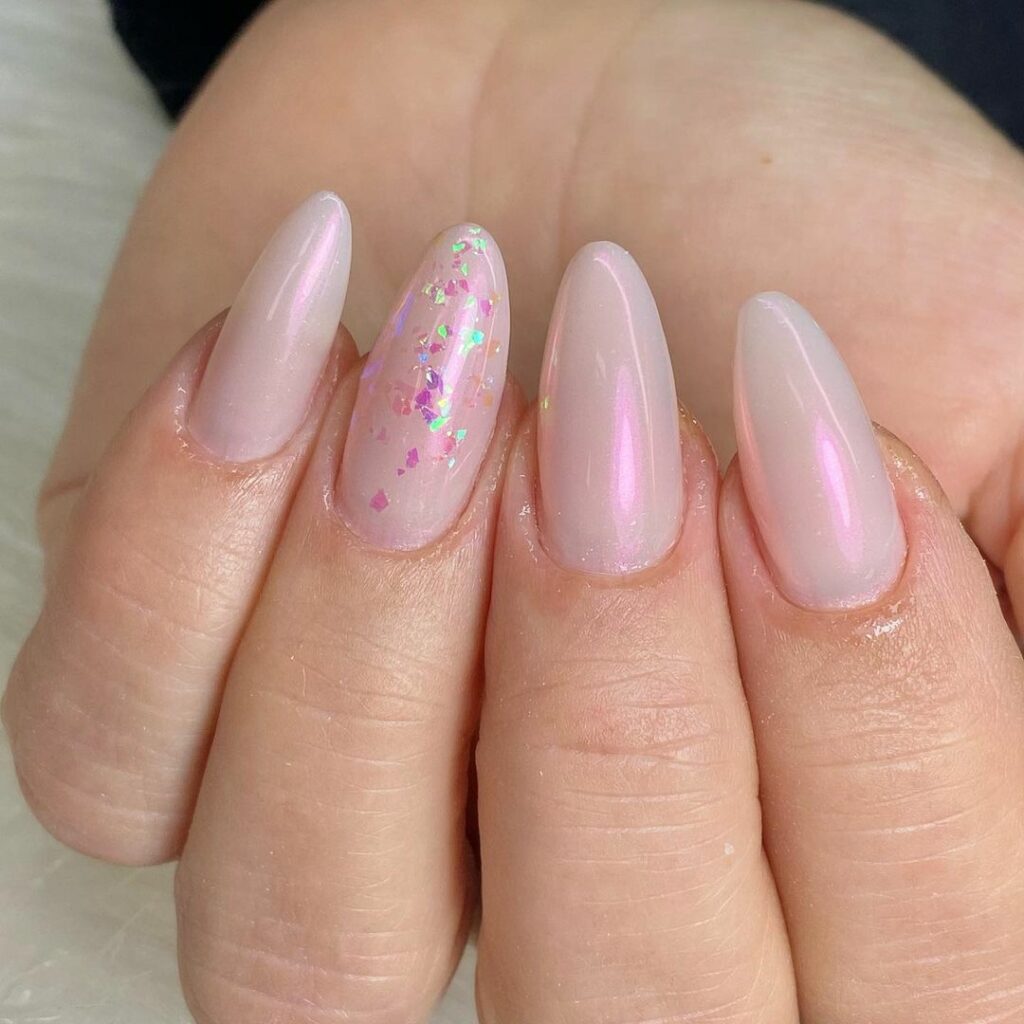 unha almond floral 3d rosa