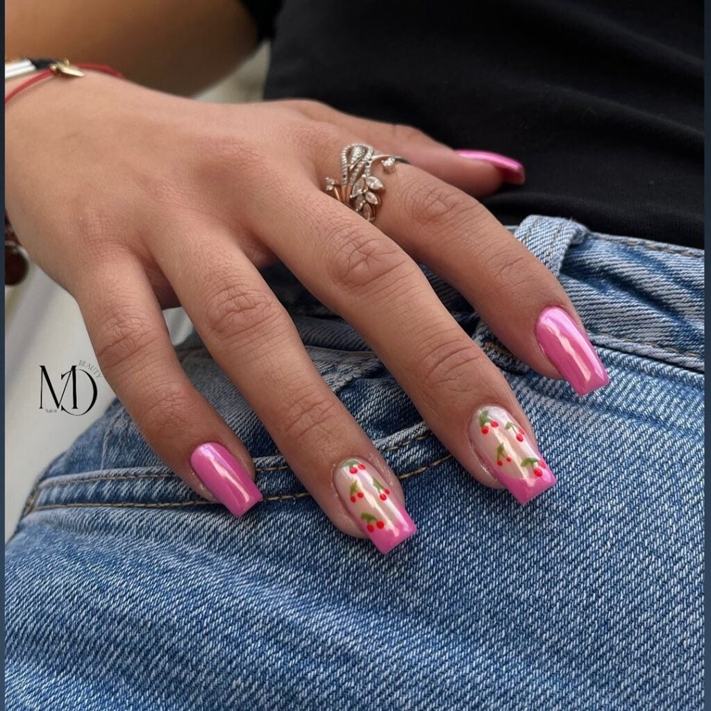 unha bailarina rosa com glitter