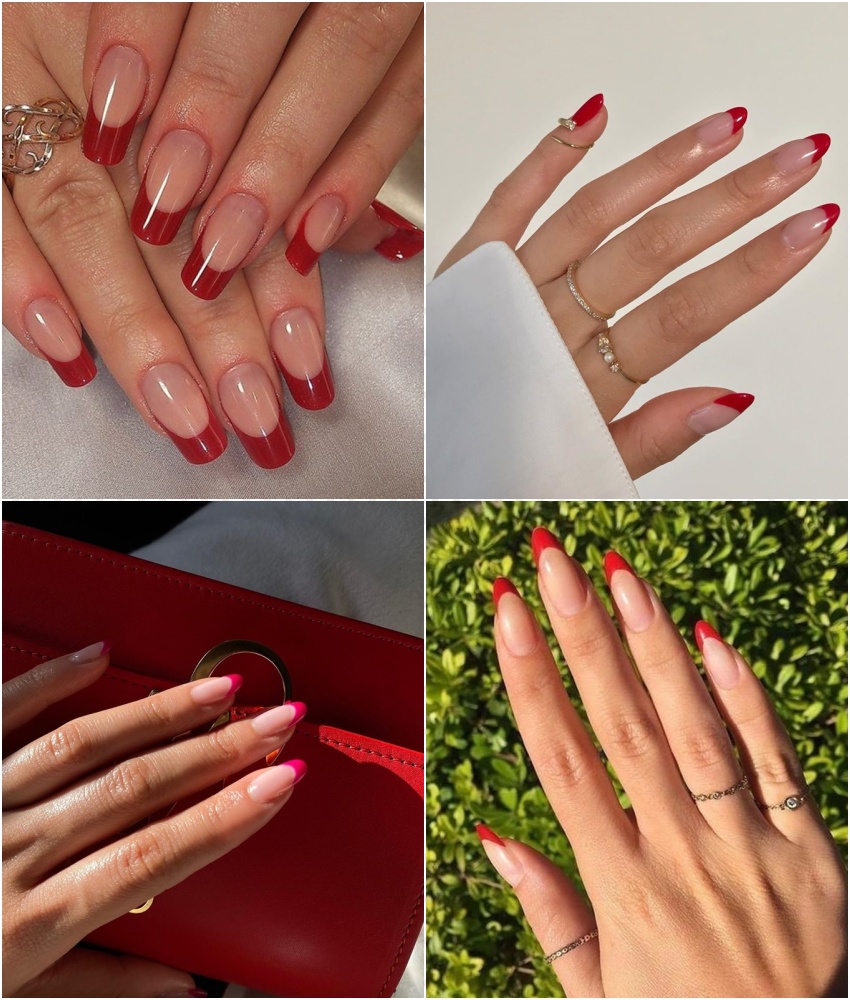 unhas vermelhas amendoada decorada