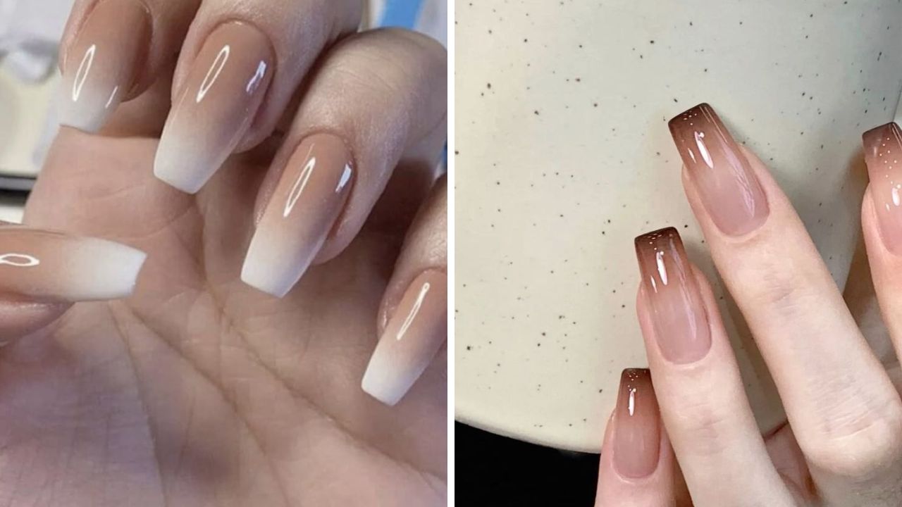 unha de gel bege para festa