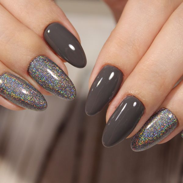 unhas francesinha cinza