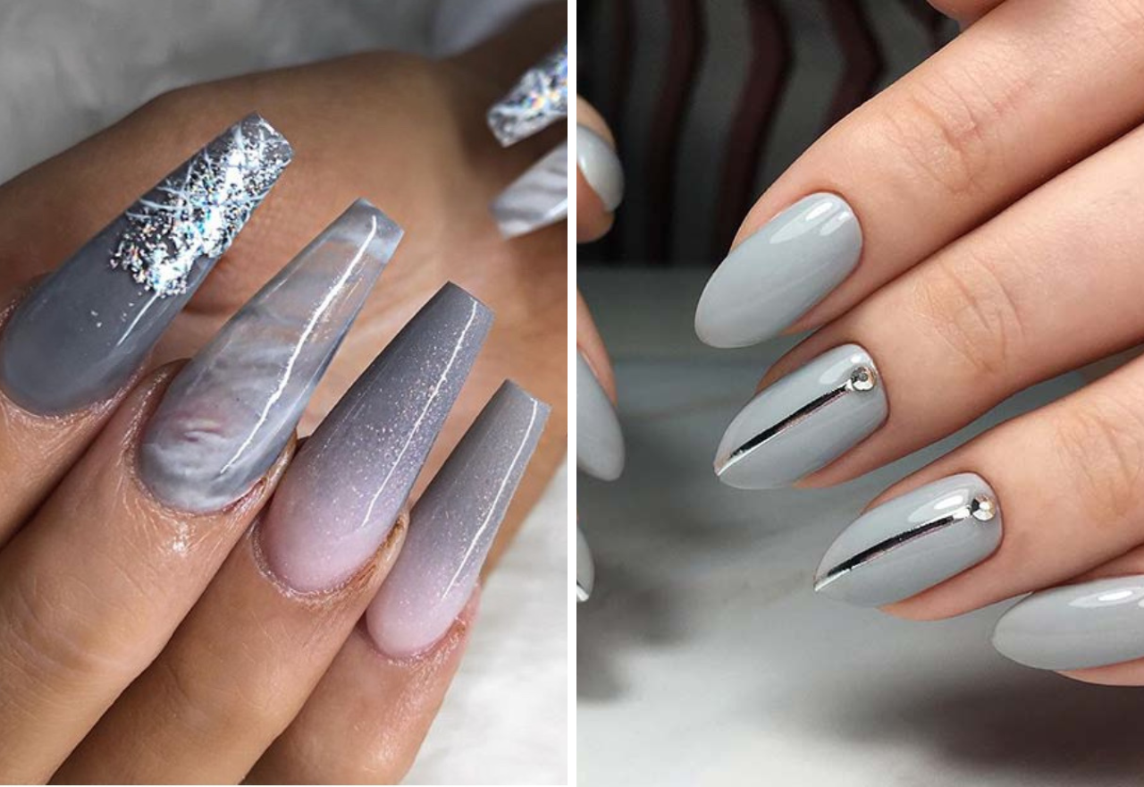 unhas francesinha cinza