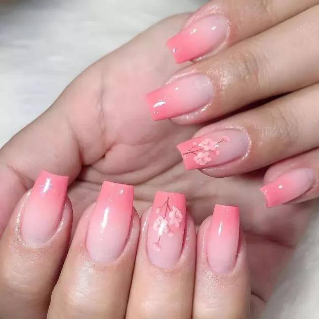 unha de gel decorada minimalista rosa