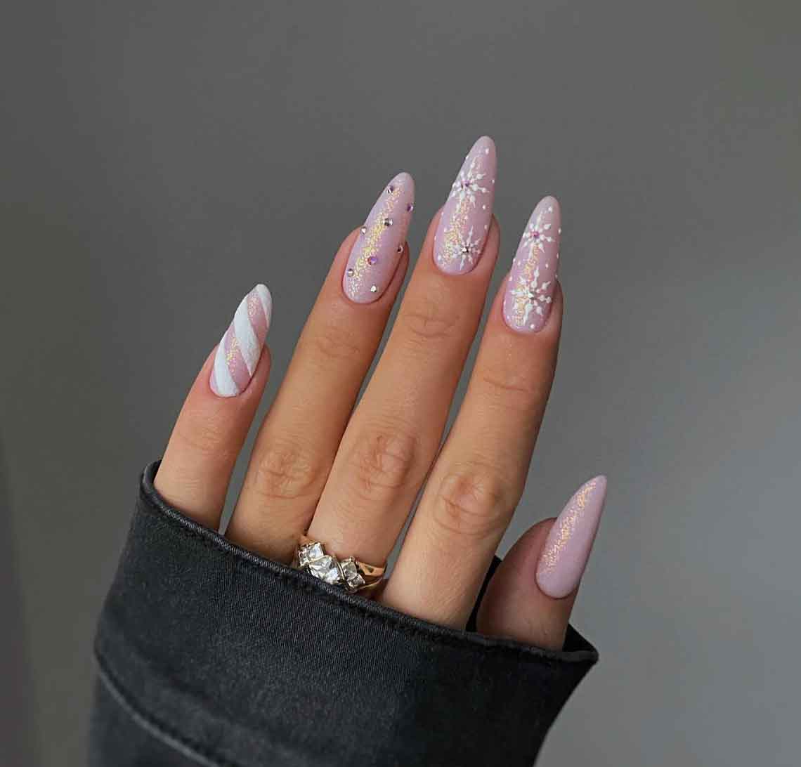 unha de gel decorada rosa bailarina