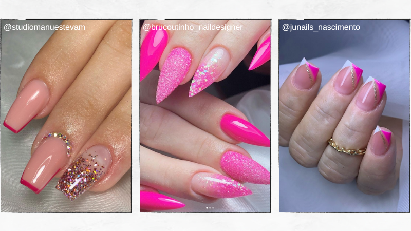unha de gel rosa quartzo