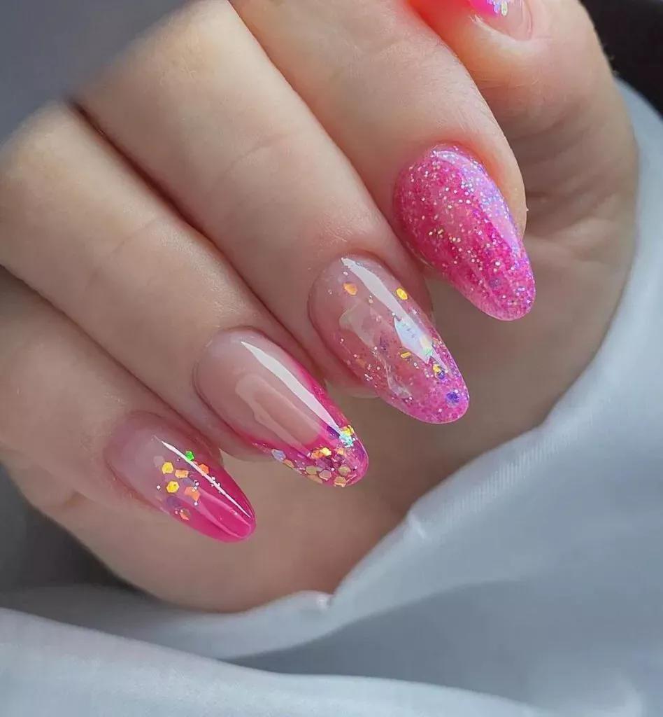 unha de gel decorada rosa minimalista
