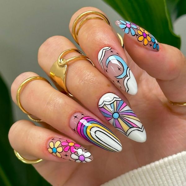 unhas coloridas carnaval