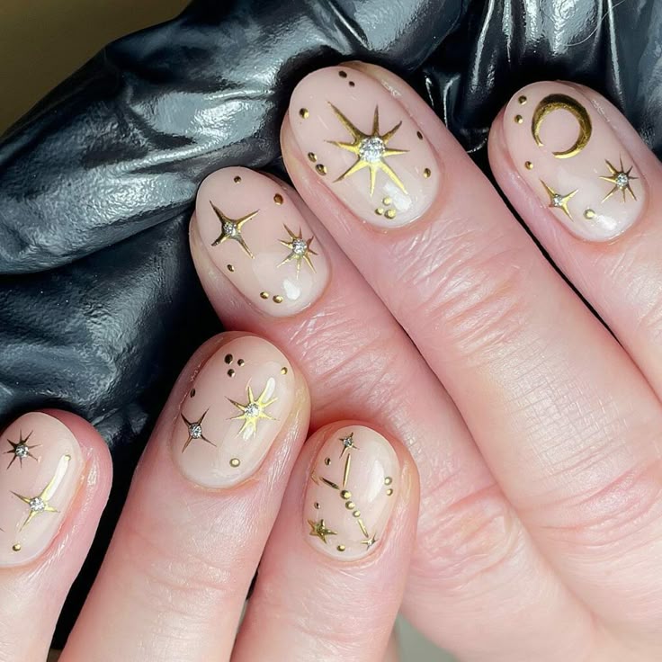 unha com glitter de estrela