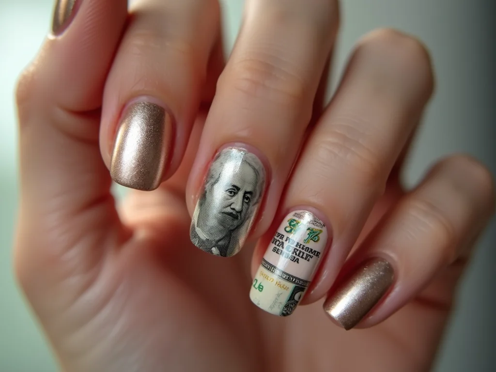 unhas com símbolo de cifrão
