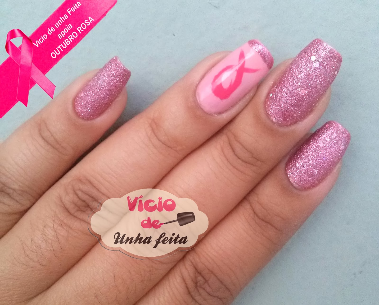 unhas francesinha rosa outubro rosa