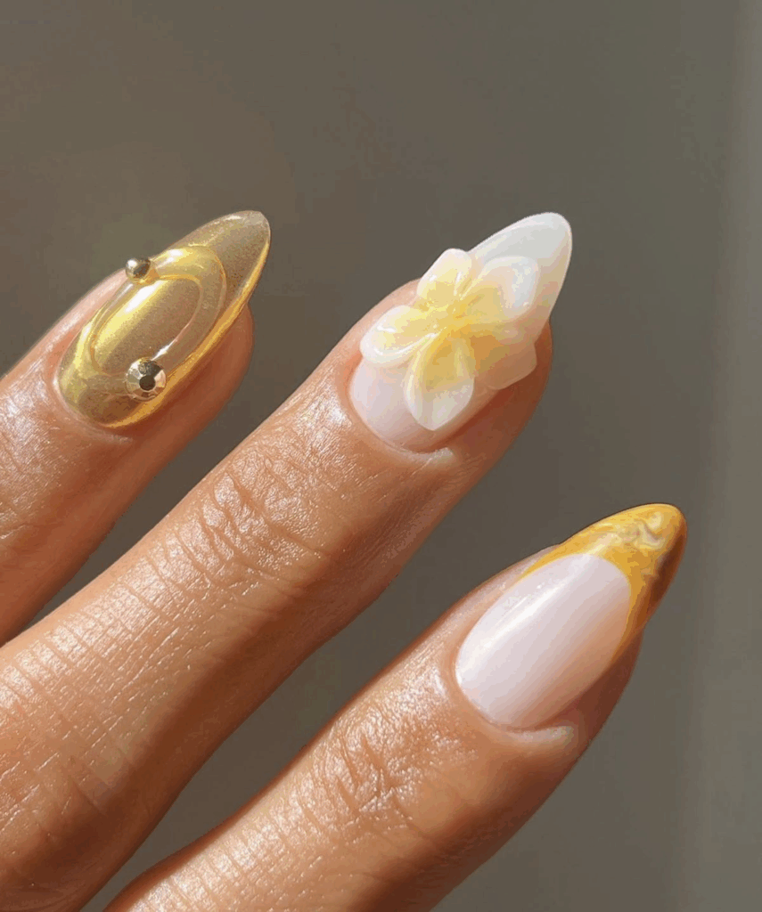 unha em gel com pedraria 3d