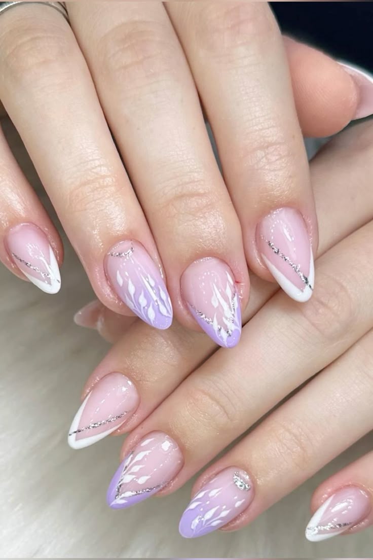 unha lavanda decorada simples